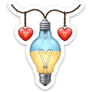 Light bulb with heart strings sticker
