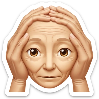 Simple emoji of a face with wrinkles being smoothed by hands, both hands gently stretching the skin, wrinkles visible on one part and smooth skin on the other, clear wrinkle-reducing effect, simple and easy-to-understand icon, no beauty or medical elements

 sticker