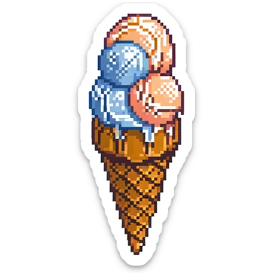 Peach ice cream scoop in a waffle cone sticker