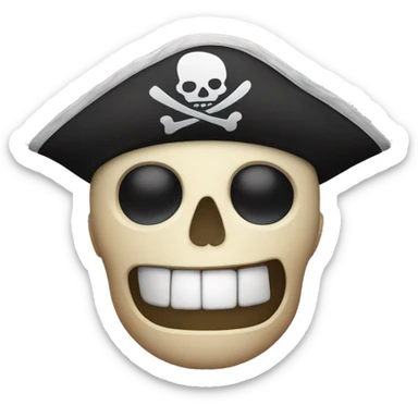 Pirate skull . Rounded teeth . Eye patch  . No bandanna . No glasses  sticker