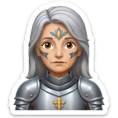 Elderly Tattooed Knights female, with long hair sticker