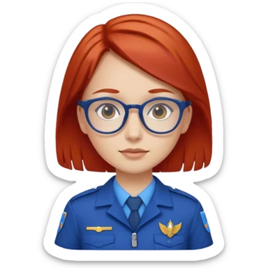 scout girl with blue scout uniform, red haired and glassess sticker