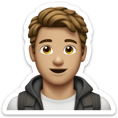 Muscle teen brown hair sticker