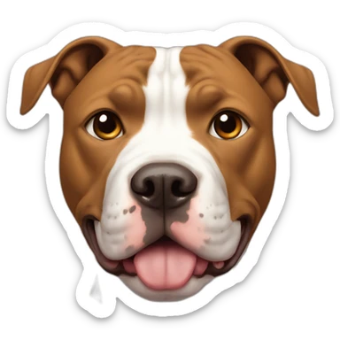 A pitbull with a brown circle eye and a white eye, same color as his fur sticker