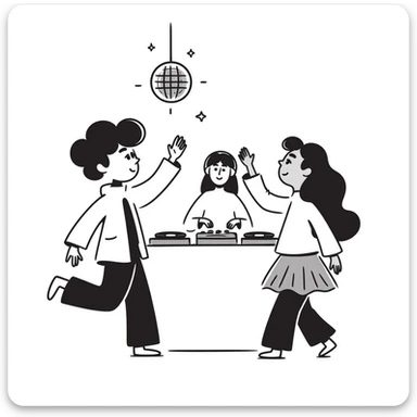 boy dance with older girl at party and DJ watching on it sticker