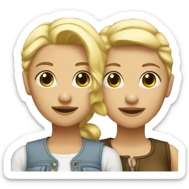 A blonde and brunette lesbian couple  sticker