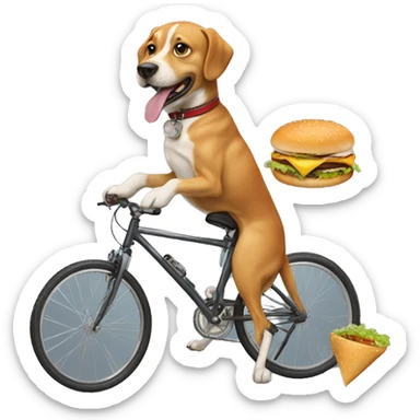 Dog with a bicycle and cheeseburger  sticker
