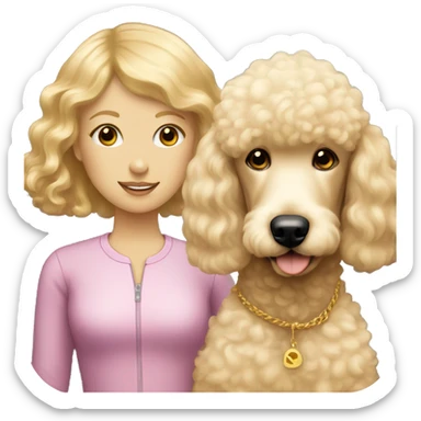 golden poodle with a blonde flat haired girl  sticker