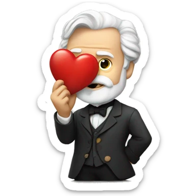 Victor Hugo holds a heart in his hand sticker