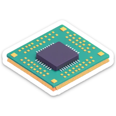 computer chip with sparkles, representing AI technology sticker