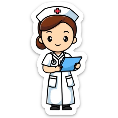 Nurse in uniform checking patients during hospital rounds sticker