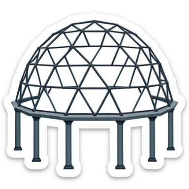 geodesic dome supported by 3 angled columns sticker