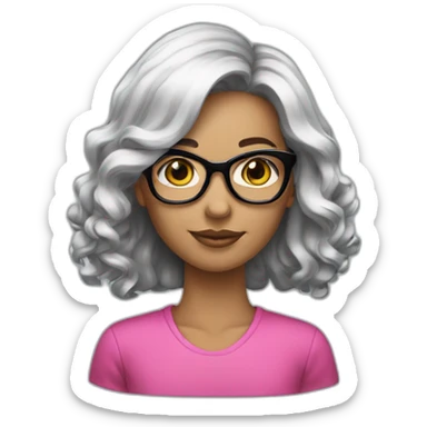 Garota de cabelo meio rosa, meio preto oculos sticker