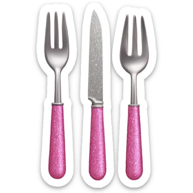 Pink knife, fork, and spoon with glitter  sticker