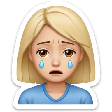 Crying girl with clean vibe sticker