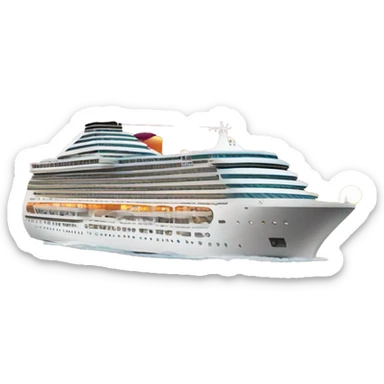 Cruise ship sailing at sea with sunset sticker