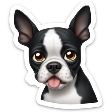 Crying black Boston terrier  sticker