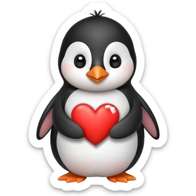 Cute penguin with holding heart sticker