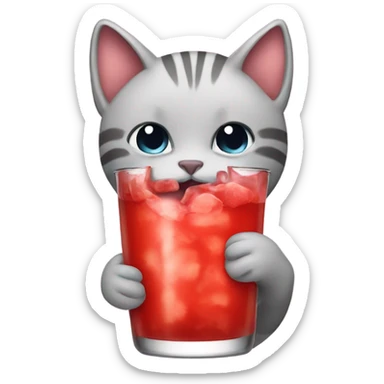 Cat drinking koolaid sticker
