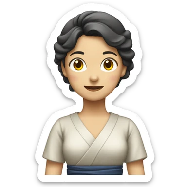 mujer joven japonesa saludando reverencia sticker