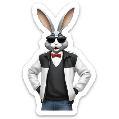 Bugs bunny streetwear cybertech smart glasses point from him up doing a moonwalker sticker