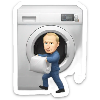 Putin carrying washing machine sticker