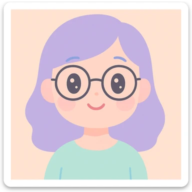 woman wearing glasses, simple and warm illustration style sticker