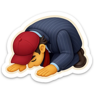 Flip the emoji horizontally so the man is facing the opposite direction, maintaining the 80% realistic, clear, bold, and expressive emoji style. sticker