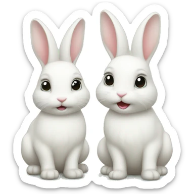 Two little white bunnies sticker