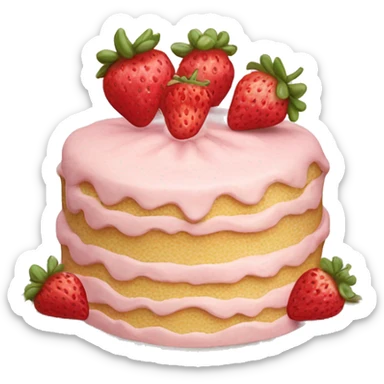 Vintage rococo pale pink strawberry cake sticker