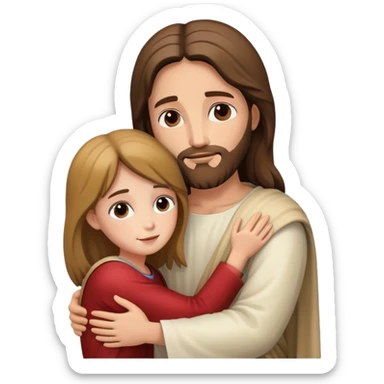 Jesus hugs a girl sticker