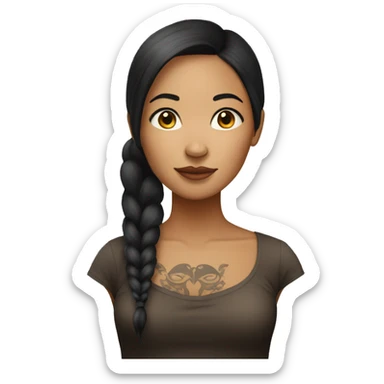 Half Indonesian half Dutch woman with long dark and tattoos  sticker