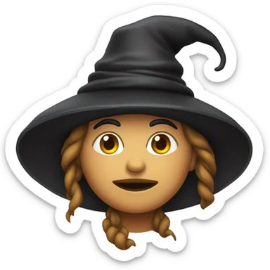 cabeza de una bruja con un gorro de bruja su color de piel es moreno muy claro sticker