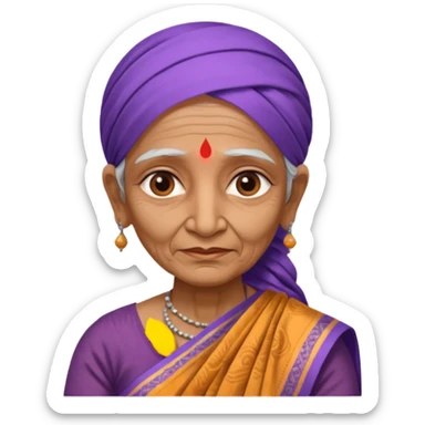 indian sari ancient old woman sticker