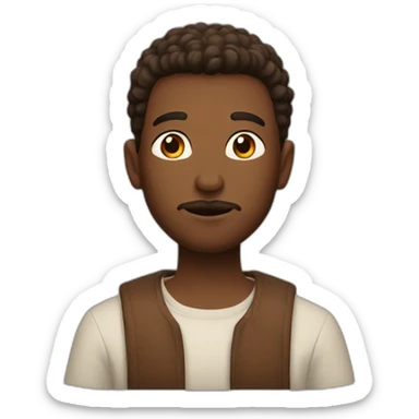 a guy with a brown kare and big lips prays sticker