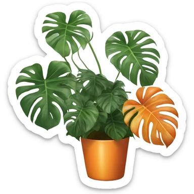 orange monstera plant in pot sticker
