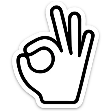 minimal outline style hand with the thumb and ring finger touching, clean lines, simple design sticker