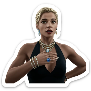 blonde girl with elegant jewelry sticker