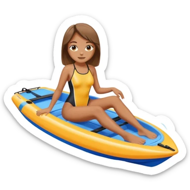 Girl sunbathing on a water sport boat  sticker