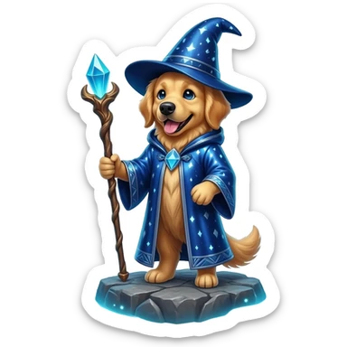 Dog wizard sticker