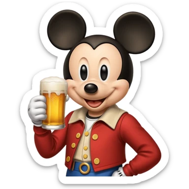 Mickey qui boi une bière  sticker