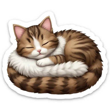 dark brown tabby and white kitten sleeping on its back sticker