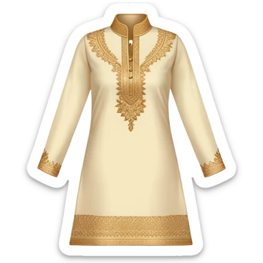 Women's kurti with high collar and golden thread embroidery sticker