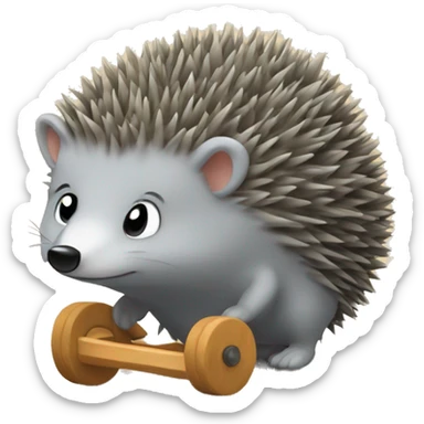 grey hedgehog on Wood wheels for baby sticker
