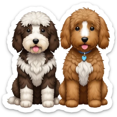 A sheepadoodle and a goldendoodle  sticker