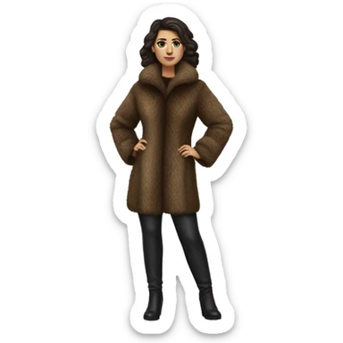 Realistic brunette mob wife full body fur coat sticker