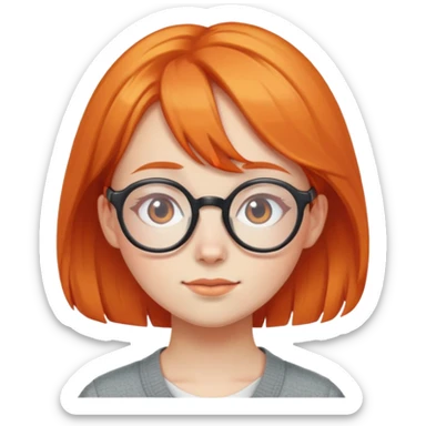 orangehaired shy nerd girl with round glasses sticker