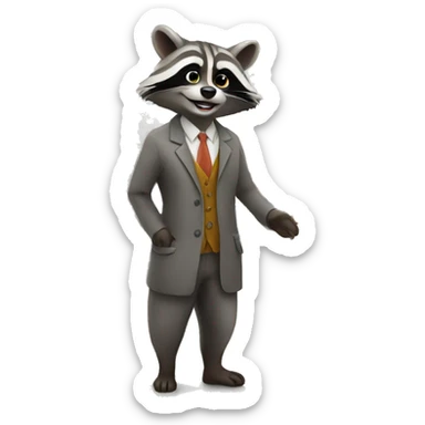 raccoon salesman in a store sticker