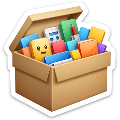 Box full of desktop material  sticker