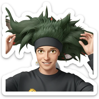 smiling boy in long sleeves sticker